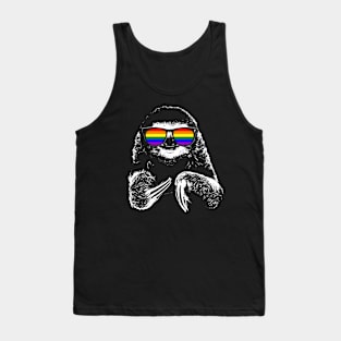 Pride Sloth LGBTQ Rainbow Flag Sunglasses Tank Top